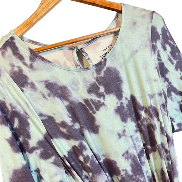 NWT Torrid Women's 1X Tie Dye Romper Super Soft Knits Short Sleeve Casual - Picture 6 of 6